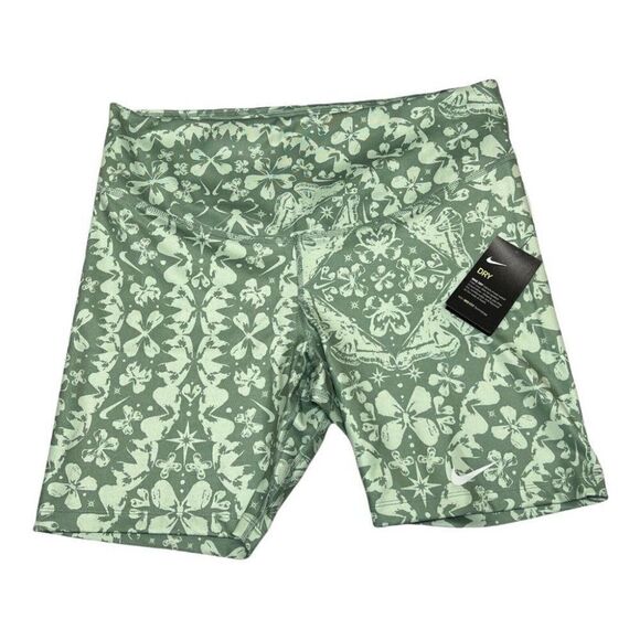 The Nike On Mid Rise Shorts Dri Fit Performance Workout Biker Floral Gym - Picture 2 of 8
